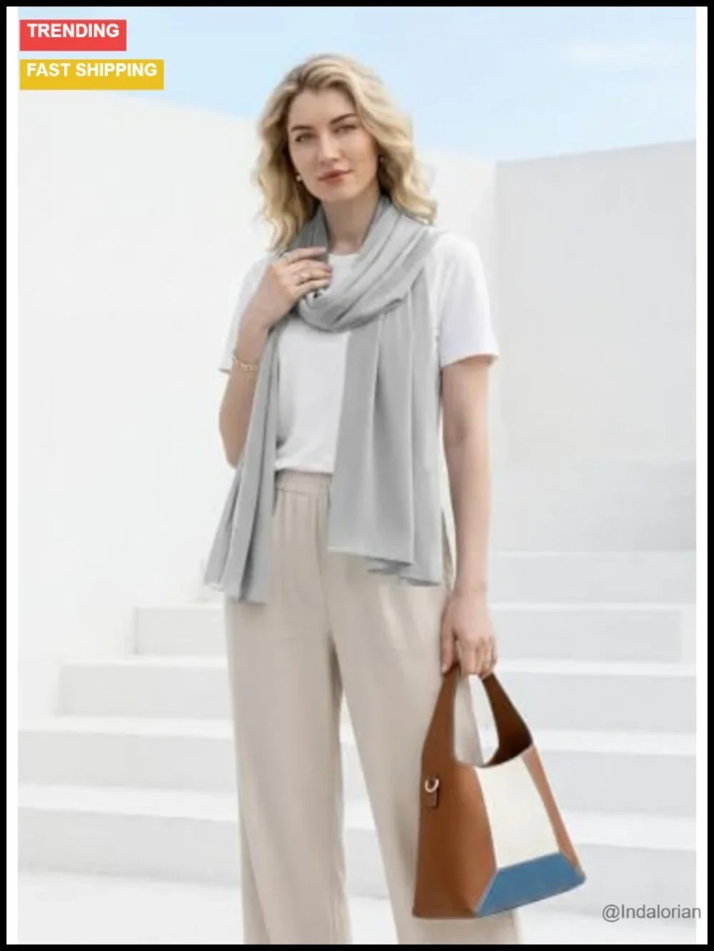 Wool Blend Travel Scarf Lightweight Wraps Pashmina Shawl Women Airplane Blanket